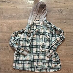 American Eagle over sized Plaid Hooded Jacket shirt